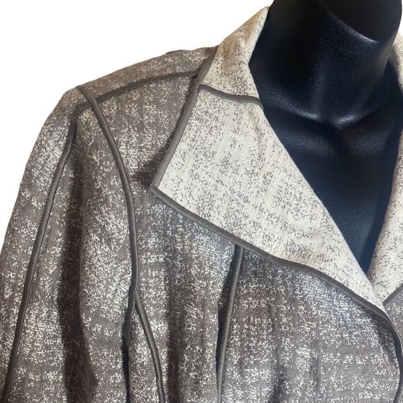 Lafayette 148 New York jacket 16 ladies tweed brown/white lightweight peplum - Picture 3 of 9